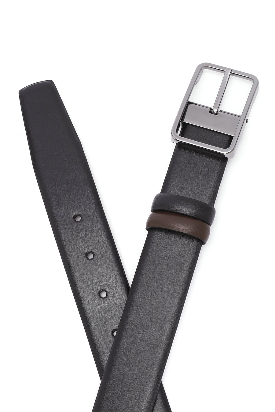 Men's Black Double Sided Leather Belt