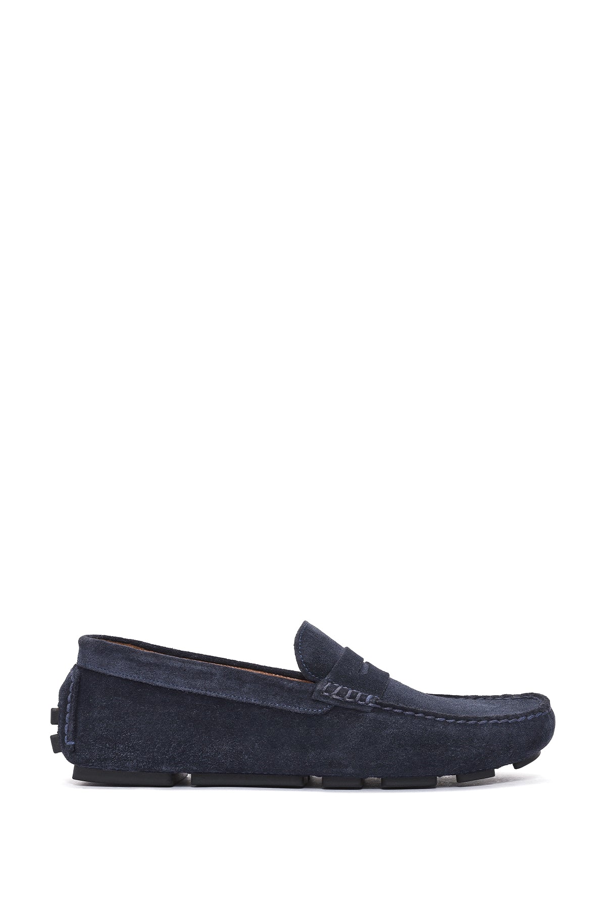 Men's Navy Blue Suede Leather Loafer 25SFD711010 | Derimod