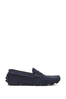 Men's Navy Blue Suede Leather Loafer | Derimod