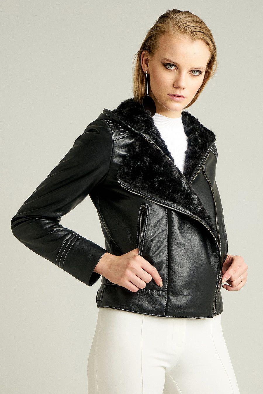 Cindy Women's Leather Jacket 18WGD5493U4 | Derimod