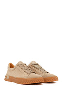 Erkek Bej Bağcıklı Süet Deri Casual Sneaker | Derimod