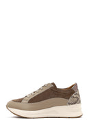 Women's Mink Lace-Up Thick-Soled Leather Sneaker | Derimod
