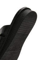 Women's Black Leather Slippers | Derimod