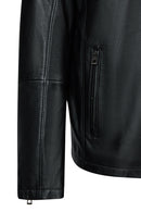 Romeo Male Black Hooded Leather Coats | Derimod