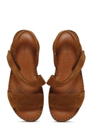 Women's Tan Strap Suede Leather Sandals | Derimod