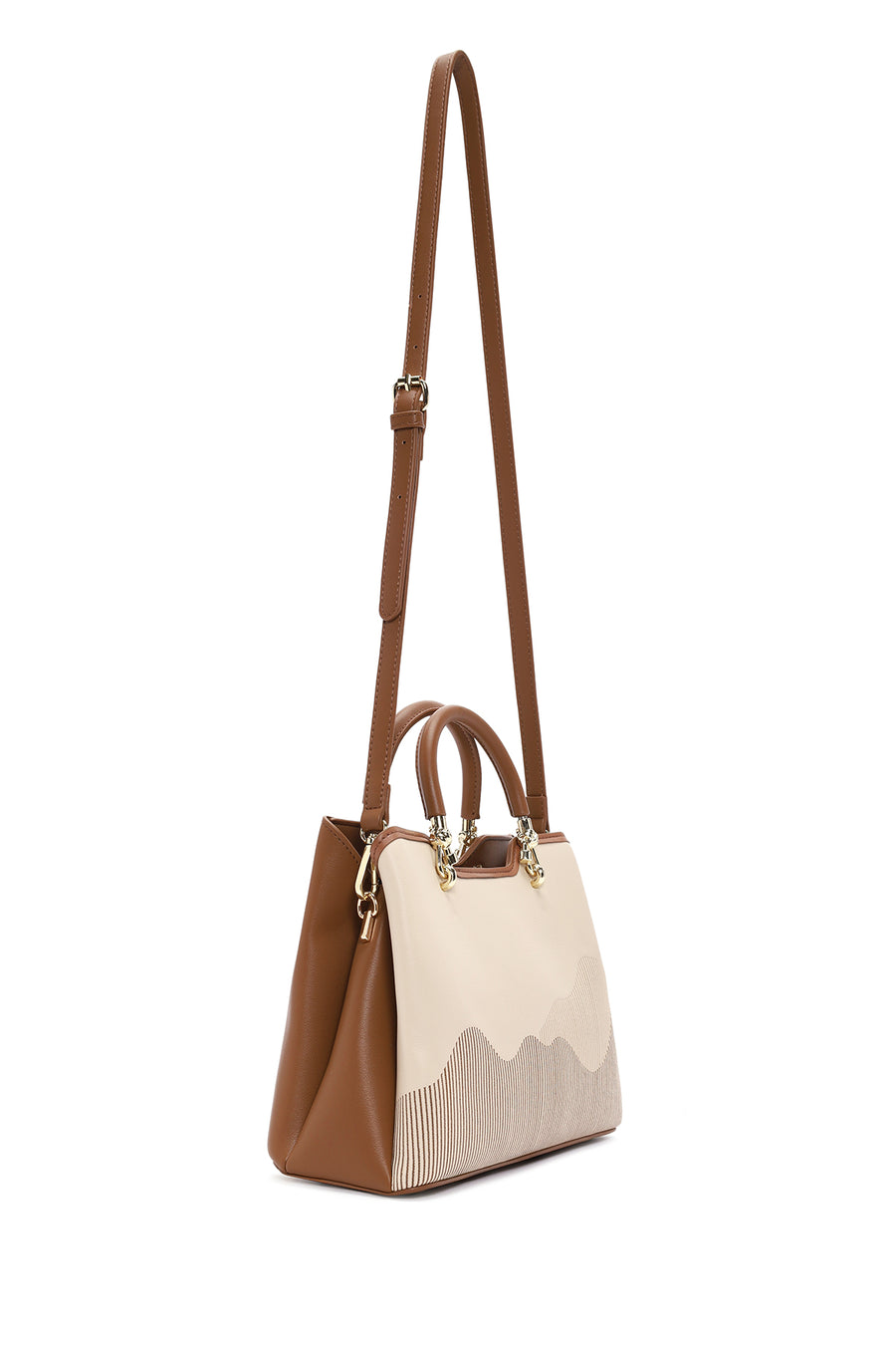 Women's Beige Long Strap Printed Sleeve Bag