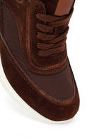 Woman Brown Lace-Up Wedge Suede Leather Sneaker | Derimod