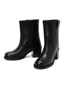 Women's Black Thick Heeled Leather Boots | Derimod