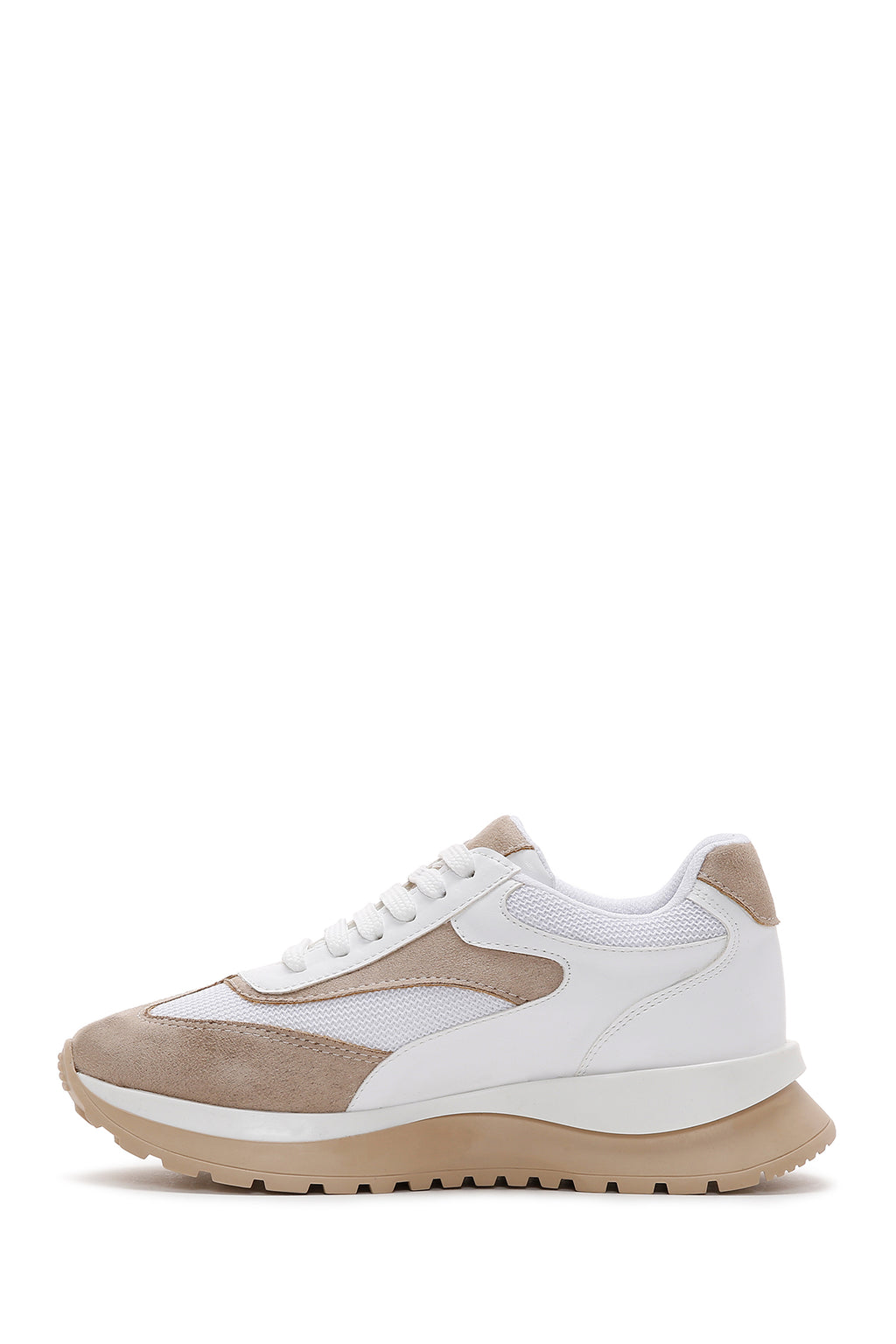 Kadın Beyaz Süet Detaylı Sneaker