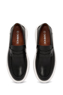 Men's Black Thick-Soled Leather Casual Loafer | Derimod