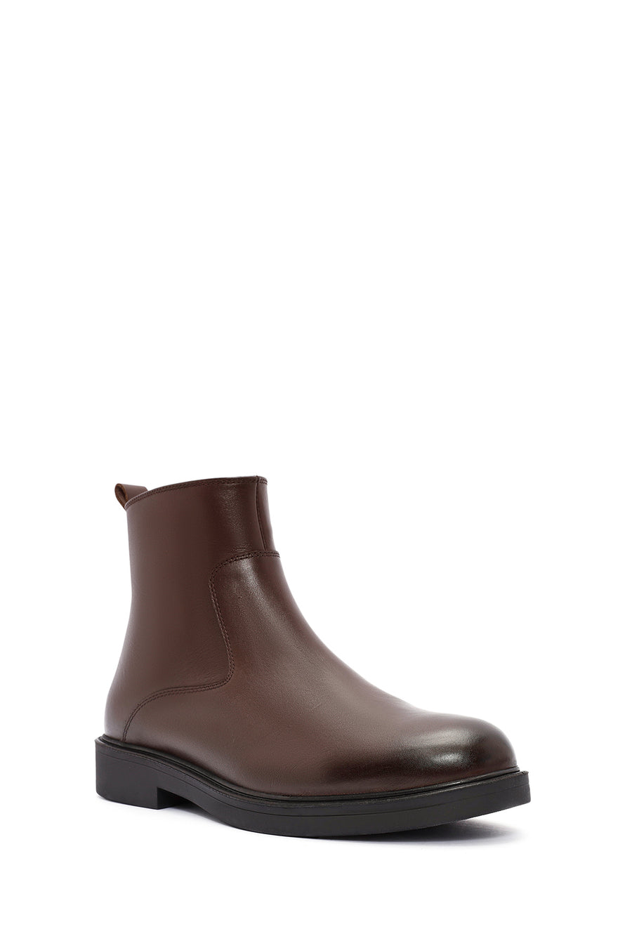 Men's Brown Zippered Leather Casual Boots