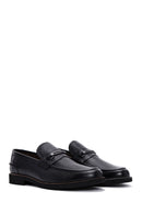 Men's Black Leather Buckle Classic Loafer | Derimod