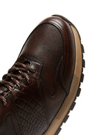 Erkek Kahverengi Deri Baskılı Sneaker | Derimod