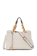 Women's Cream Long Strap Quilted Handbag | Derimod