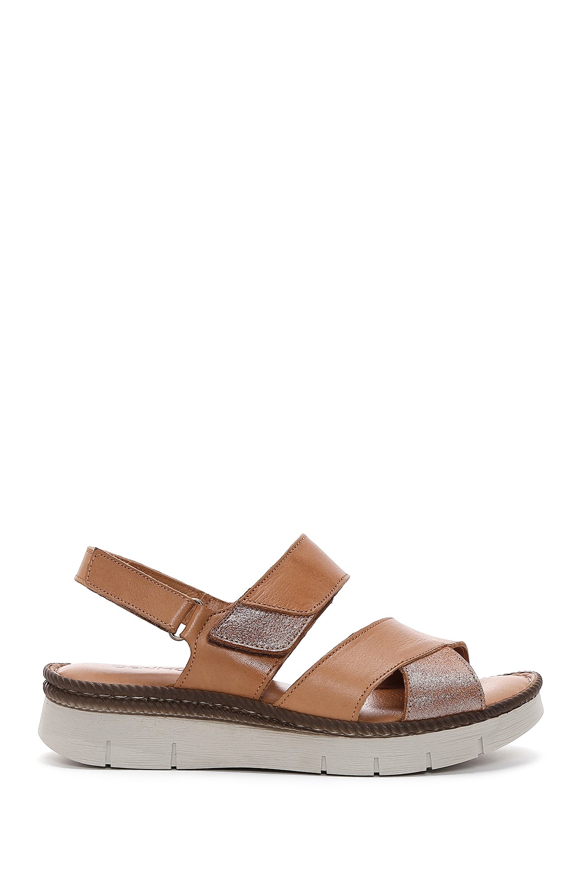 Women's Tan Ankle Strap Leather Comfort Sandals 24SFD320318 | Derimod