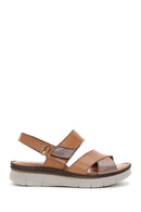 Women's Tan Ankle Strap Leather Comfort Sandals | Derimod