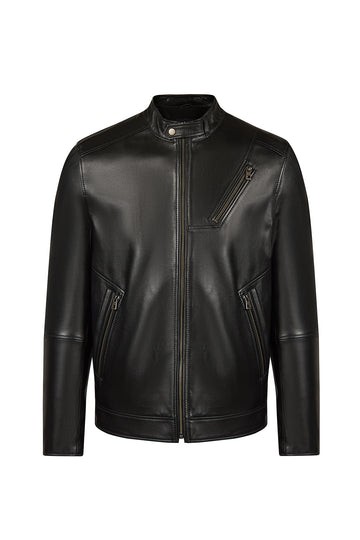 Edward Male Black Leather Jacket 26SGE66101M | Derimod