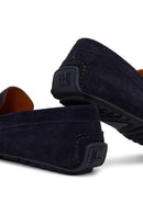 Men's Navy Blue Tassel Suede Leather Loafer | Derimod