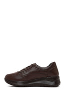 Woman Brown Lace-Up Thick-Soled Leather Sneaker | Derimod
