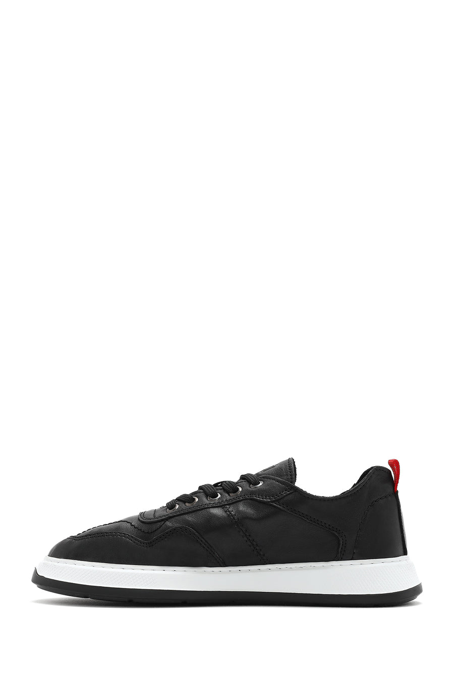 Men's Black Lace-up Leather Sneaker