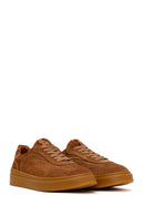 Woman Tan Lace-Up Thick-Soled Suede Leather Sneakers | Derimod