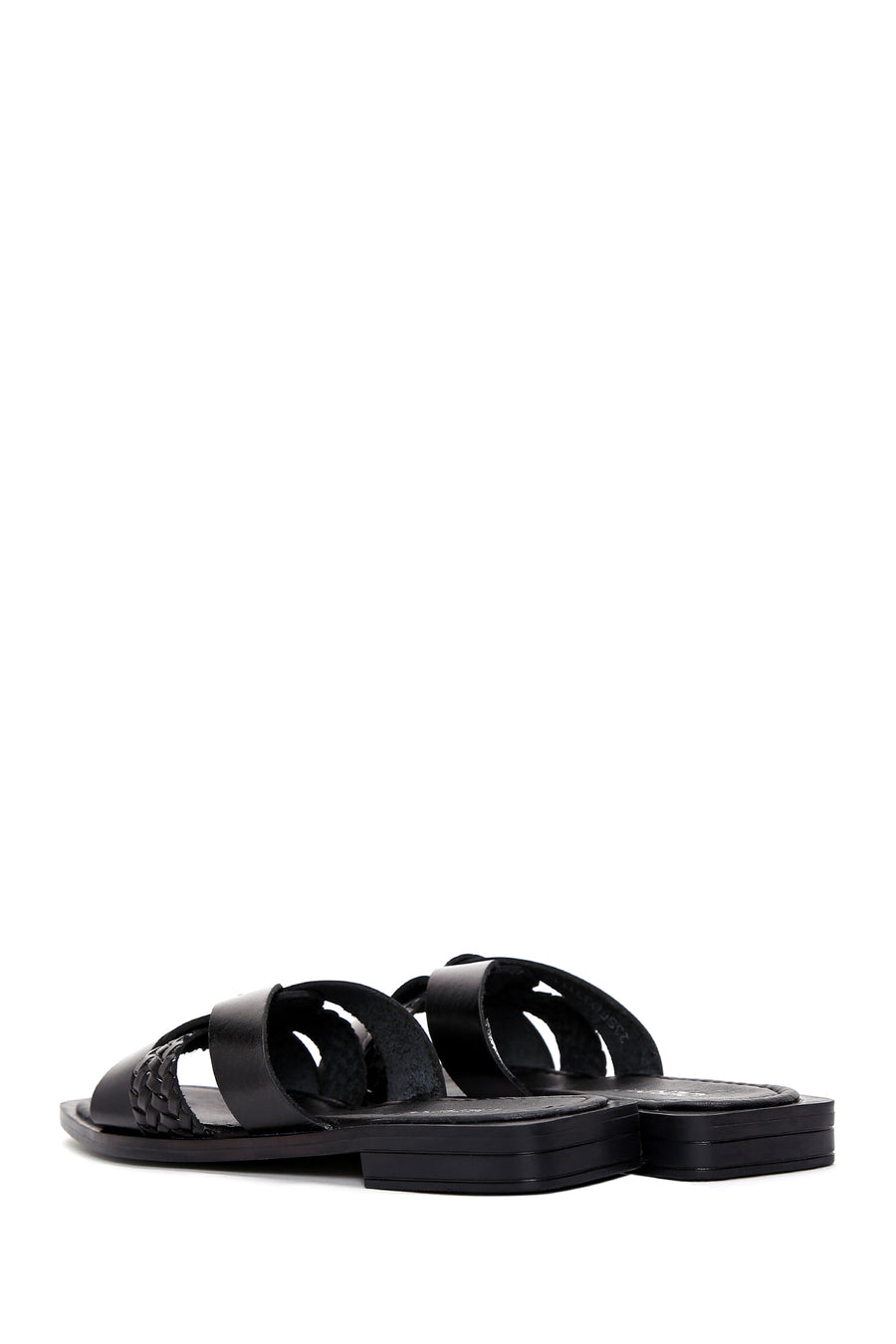 Women's Black Leather Slippers