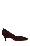 Kadın Bordo Kısa İnce Topuklu Süet Deri Stiletto | Derimod
