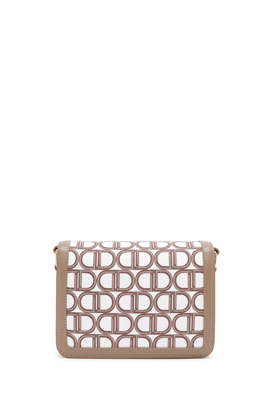 Women's Beige Long Strap Fabric Monogram Patterned Crossbody Bag