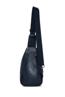 Men's Navy Blue Leather Crossbody Bag | Derimod