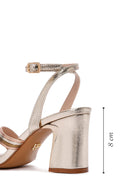 Kadın Altın Bilekten Bantlı Metalik Topuklu Sandalet | Derimod