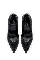 Women's Black Patterned High Thin Heel Leather Stiletto | Derimod