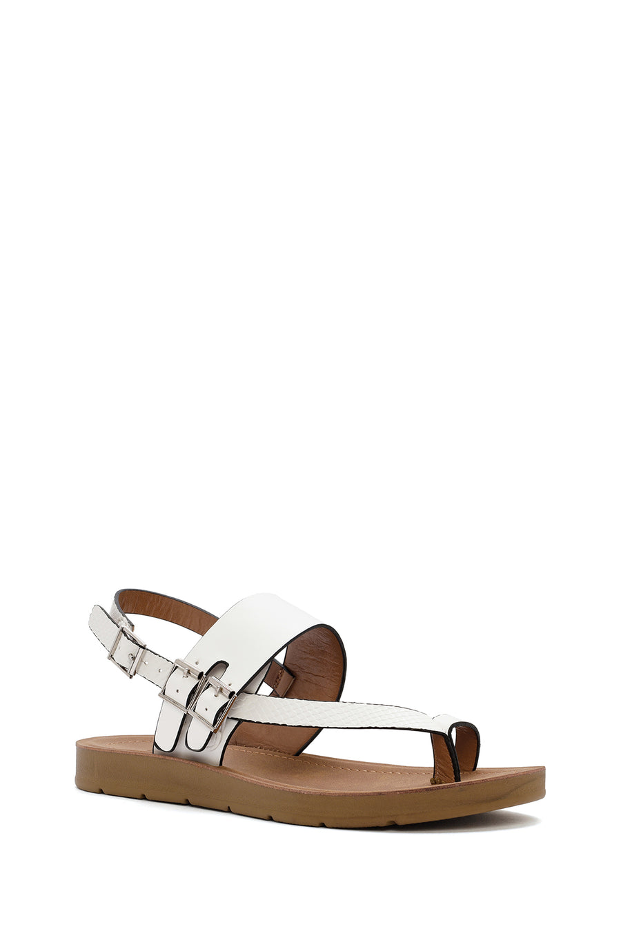 Women's White Ankle Strap Flip Flops Sandals