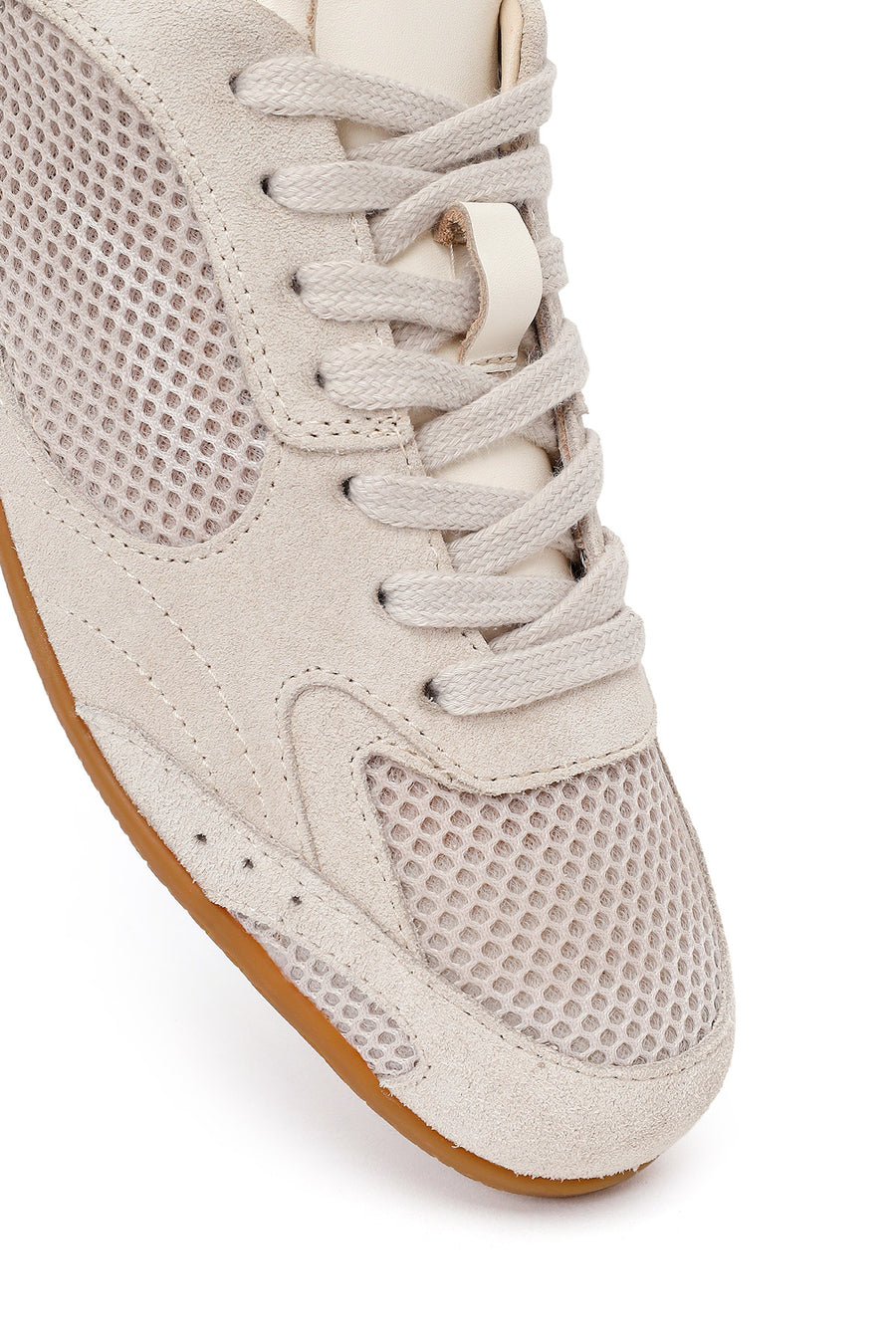 Kadın Bej Bağcıklı Süet Deri Sneaker