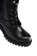 Women's Black Leather Zippered Heeled Boots | Derimod