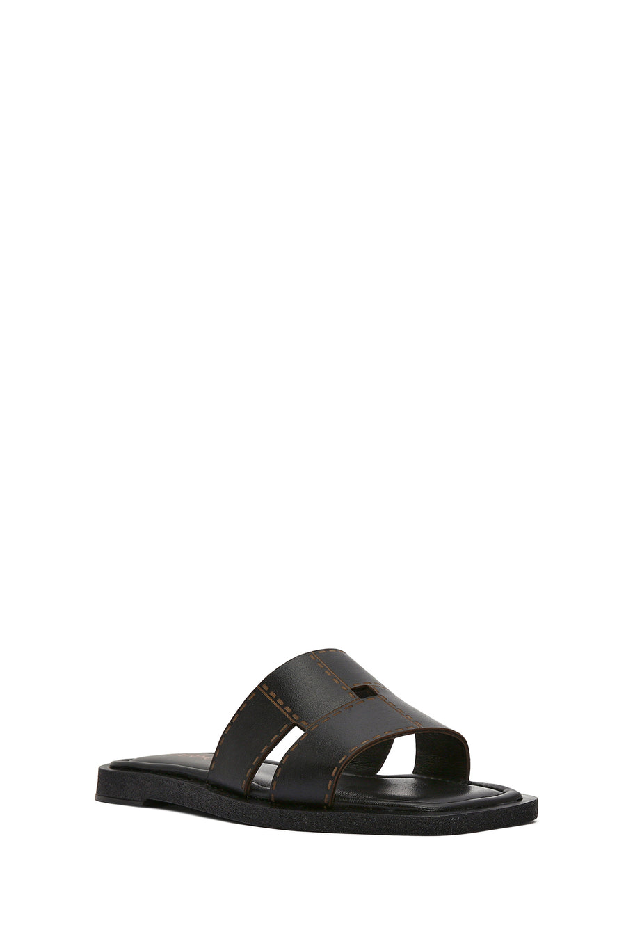 Women's Black Leather Slippers