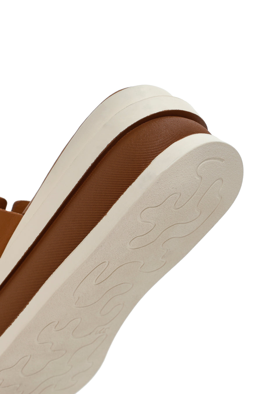 Women's Tan Thick Soled Leather Slippers