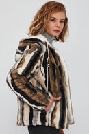 Cortina Women's Patterned Double-Sided Teddy Coat | Derimod