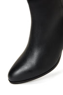 Women's Black Leather Zippered Classic Heeled Boots | Derimod