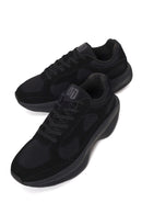 Erkek Siyah Bağcıklı Kalın Tabanlı Kumaş Sneaker | Derimod