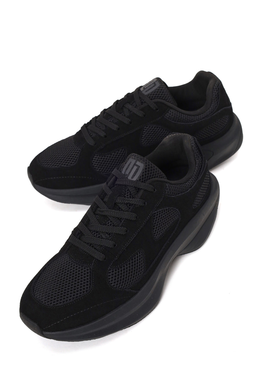 Erkek Siyah Bağcıklı Kalın Tabanlı Kumaş Sneaker