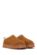 Woman Camel Thick-Soled Suede Teddy Boots | Derimod