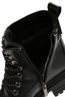 Women's Black Zippered Leather Boots | Derimod