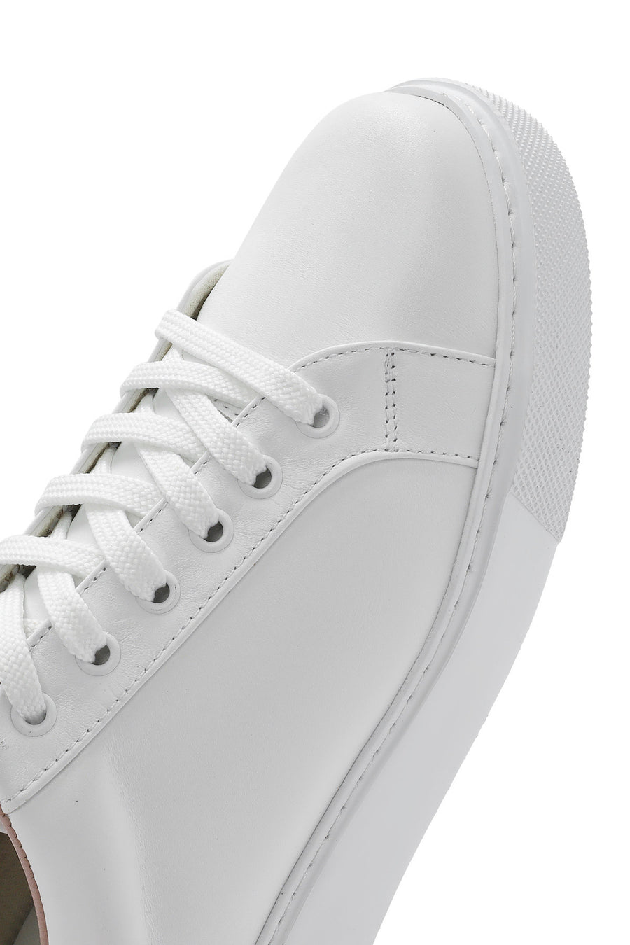 Women's White Lace-Up Leather Sneaker