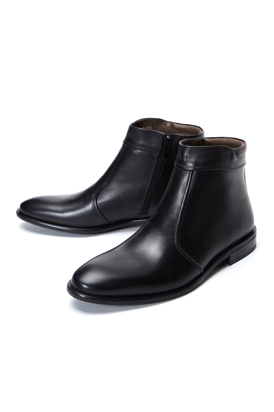 Men's Black Zippered Leather Classic Boots
