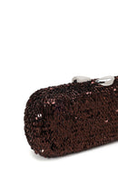 Woman Bronze Sequin Mini Box Evening Bag with Chain Strap | Derimod