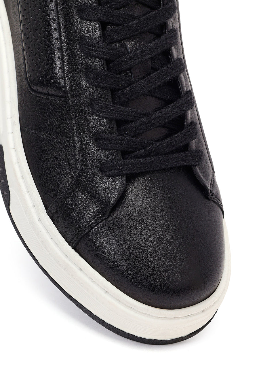 Men's Black Thick Sole Lace Up Leather Sneaker