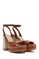 Kadın Taba Bilekten Tokalı Platform Yüksek Kalın Topuklu Sandalet | Derimod