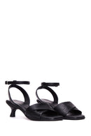 Women's Black Leather Low Heel Sandals | Derimod