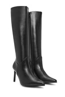 Women's Black Zippered Thin Heeled Boots | Derimod