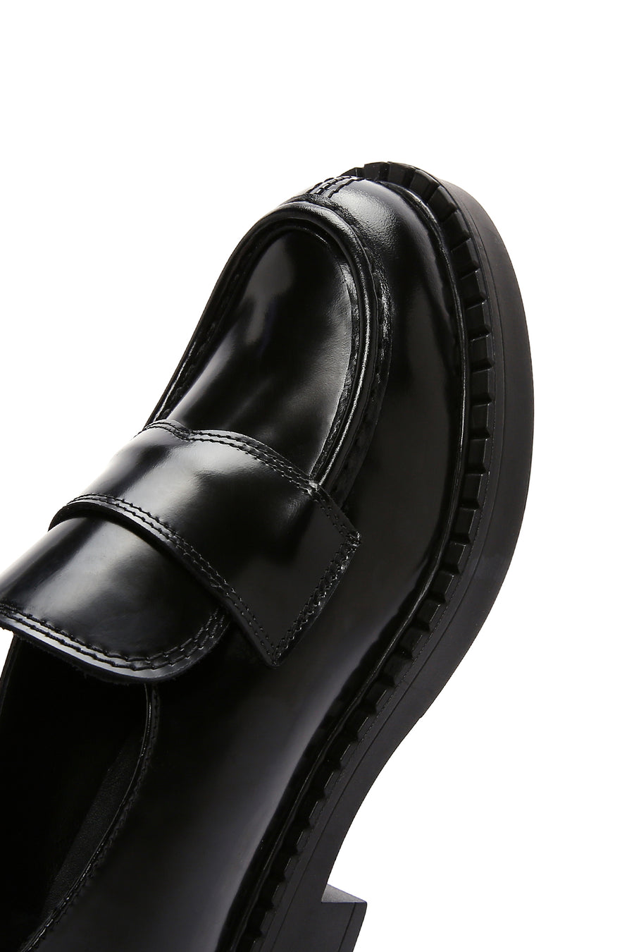 Kadın Siyah Rugan Deri Maskülen Loafer